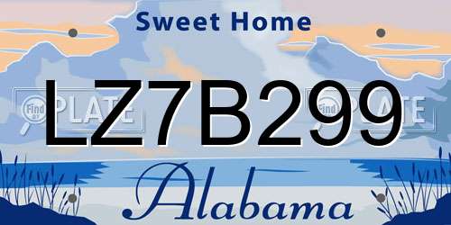LZ7B299 Alabama License Plate