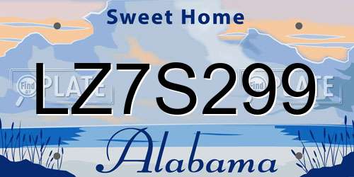 LZ7S299 Alabama License Plate