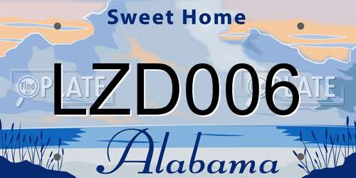 LZD006 Alabama License Plate