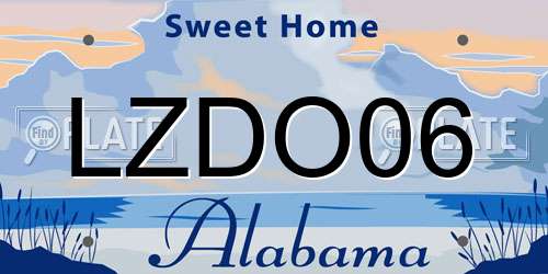 LZDO06 Alabama License Plate
