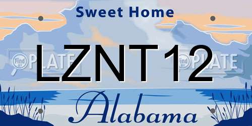 LZNT12 Alabama License Plate