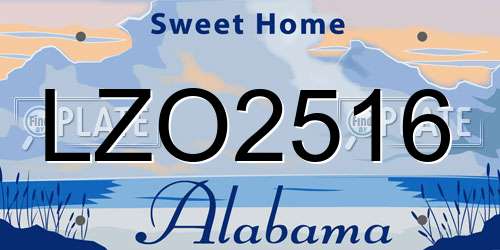 LZO2516 Alabama License Plate