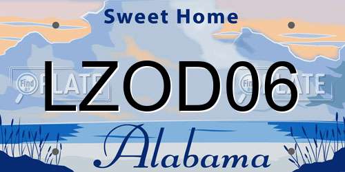 LZOD06 Alabama License Plate