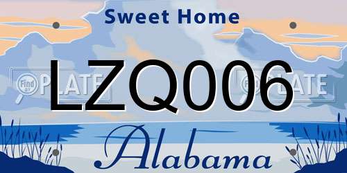 LZQ006 Alabama License Plate