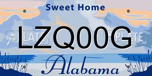 LZQ00G Alabama License Plate