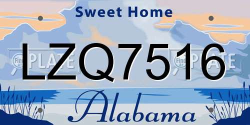 LZQ7516 Alabama License Plate