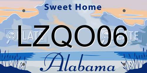 LZQO06 Alabama License Plate