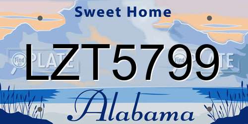 LZT5799 Alabama License Plate