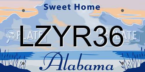 LZYR36 Alabama License Plate