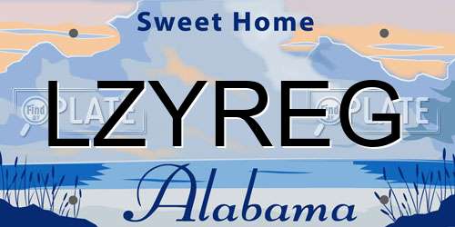 LZYREG Alabama License Plate