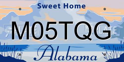M05TQG Alabama License Plate
