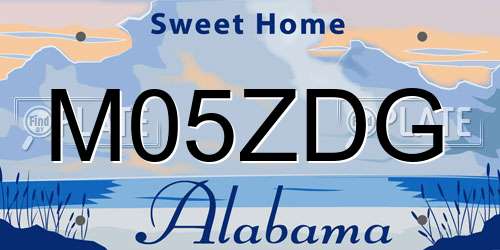 M05ZDG Alabama License Plate