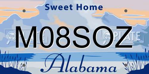M08SOZ Alabama License Plate