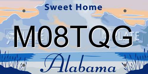 M08TQG Alabama License Plate
