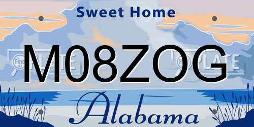 M08ZOG Alabama License Plate