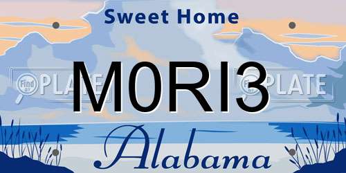 M0RI3 Alabama License Plate