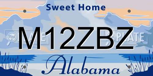 M12ZBZ Alabama License Plate
