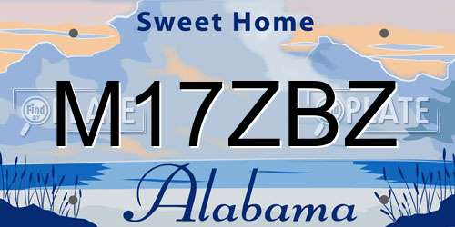 M17ZBZ Alabama License Plate