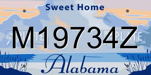 M19734Z Alabama License Plate
