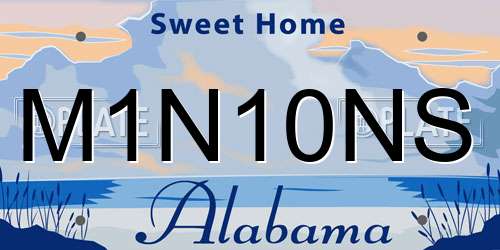 M1N10NS Alabama License Plate