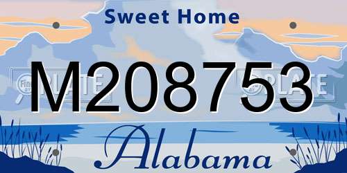 M208753 Alabama License Plate