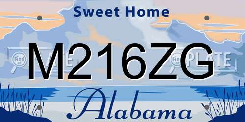 M216ZG Alabama License Plate