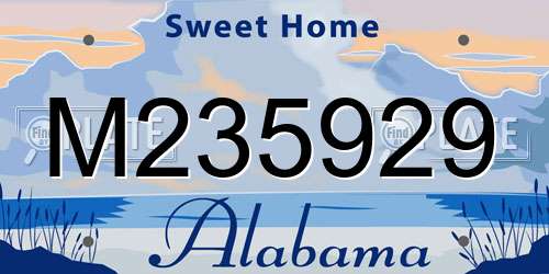 M235929 Alabama License Plate