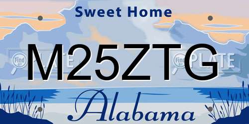 M25ZTG Alabama License Plate