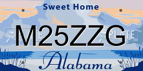 M25ZZG Alabama License Plate