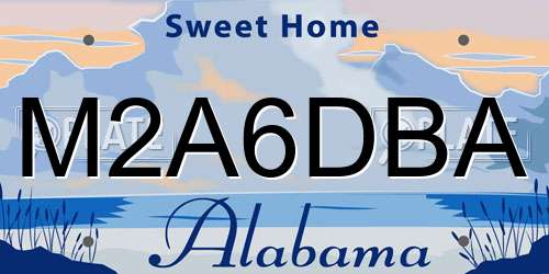 M2A6DBA Alabama License Plate