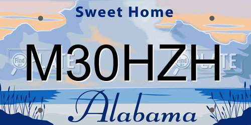 M30HZH Alabama License Plate
