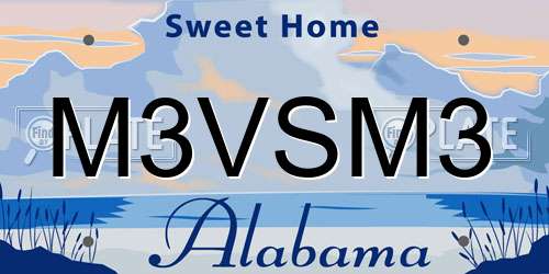 M3VSM3 Alabama License Plate