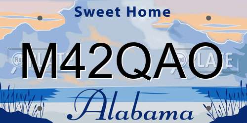 M42QAO Alabama License Plate