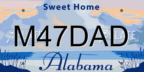 M47DAD Alabama License Plate