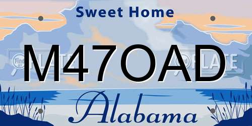M47OAD Alabama License Plate