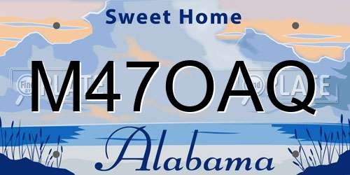 M47OAQ Alabama License Plate