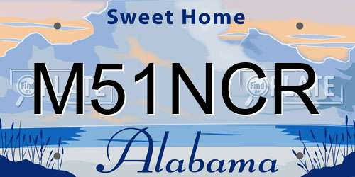 M51NCR Alabama License Plate