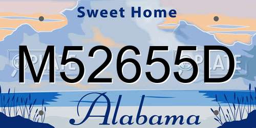 M52655D Alabama License Plate