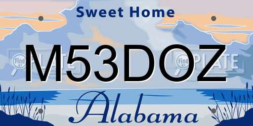 M53DOZ Alabama License Plate
