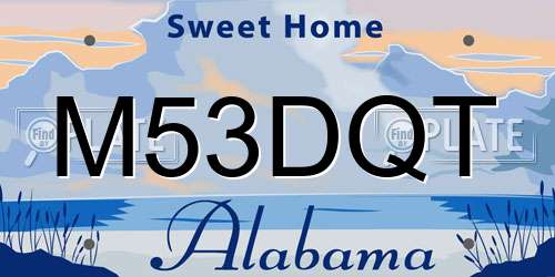 M53DQT Alabama License Plate