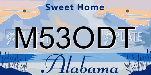 M53ODT Alabama License Plate