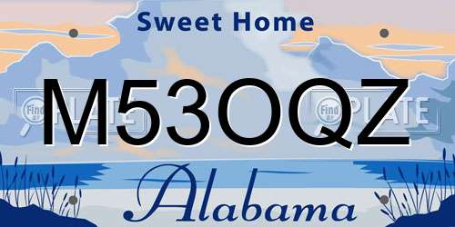 M53OQZ Alabama License Plate