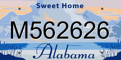 M562626 Alabama License Plate