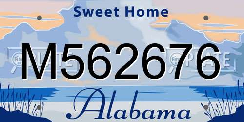 M562676 Alabama License Plate