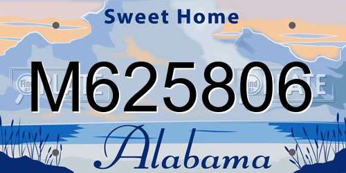 M625806 Alabama License Plate