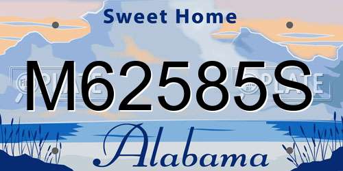 M62585S Alabama License Plate