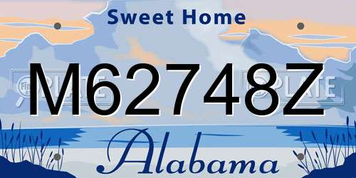 M62748Z Alabama License Plate