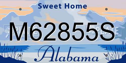 M62855S Alabama License Plate