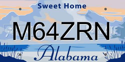 M64ZRN Alabama License Plate