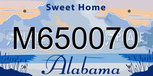 M650070 Alabama License Plate